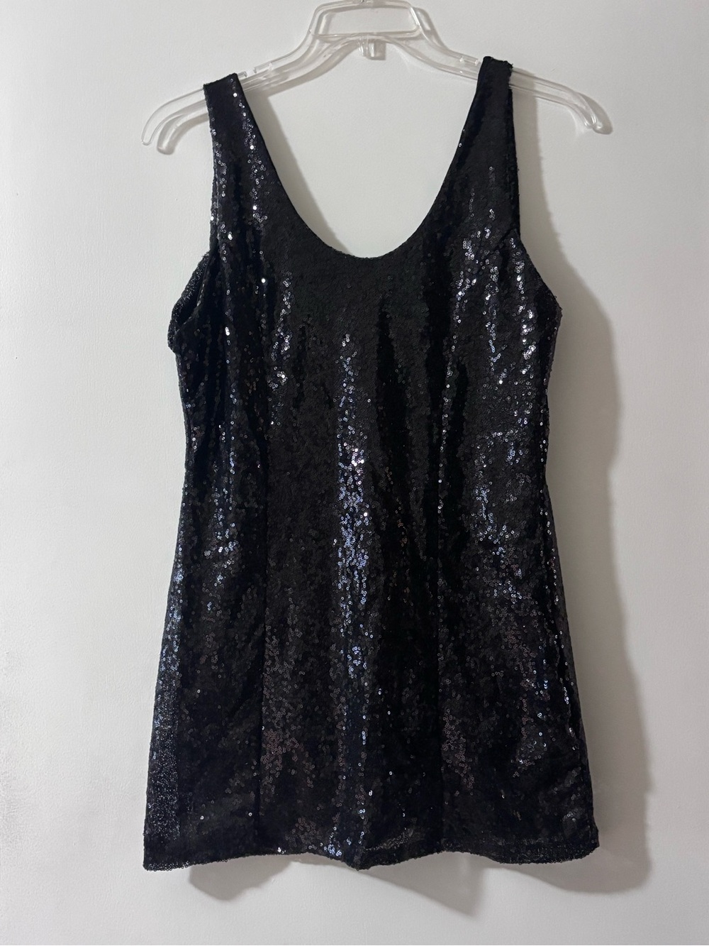Shirley of Hollywood Black Sequin Halter Party Mini Dress Clubwear Size XL